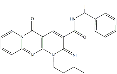 1-butyl-2-imino-5-oxo-N-(1-phenylethyl)-1,5-dihydro-2H-dipyrido[1,2-a:2,3-d]pyrimidine-3-carboxamide 结构式