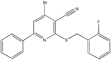 4-bromo-2-[(2-fluorobenzyl)sulfanyl]-6-phenylnicotinonitrile 结构式