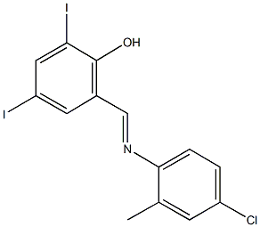 2-{[(4-chloro-2-methylphenyl)imino]methyl}-4,6-diiodophenol 结构式