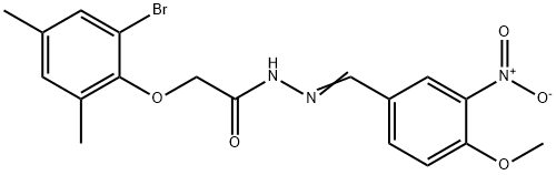 2-(2-bromo-4,6-dimethylphenoxy)-N'-{3-nitro-4-methoxybenzylidene}acetohydrazide 结构式