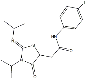 N-(4-iodophenyl)-2-[3-isopropyl-2-(isopropylimino)-4-oxo-1,3-thiazolidin-5-yl]acetamide 结构式
