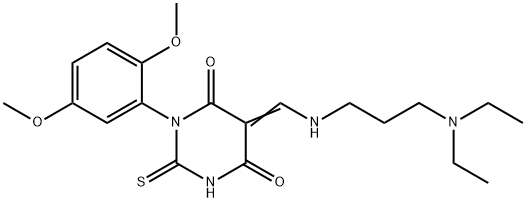 5-({[3-(diethylamino)propyl]amino}methylene)-1-(2,5-dimethoxyphenyl)-2-thioxodihydro-4,6(1H,5H)-pyrimidinedione 结构式