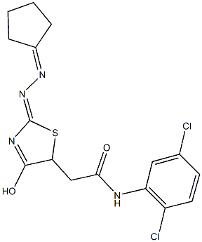 2-[2-(cyclopentylidenehydrazono)-4-hydroxy-2,5-dihydro-1,3-thiazol-5-yl]-N-(2,5-dichlorophenyl)acetamide 结构式