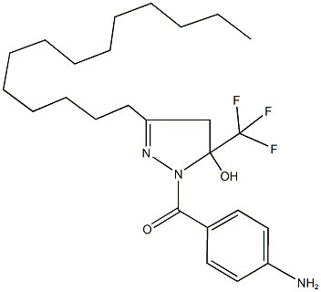 1-(4-aminobenzoyl)-3-tetradecyl-5-(trifluoromethyl)-4,5-dihydro-1H-pyrazol-5-ol 结构式