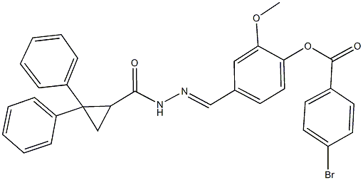 4-{2-[(2,2-diphenylcyclopropyl)carbonyl]carbohydrazonoyl}-2-methoxyphenyl 4-bromobenzoate 结构式