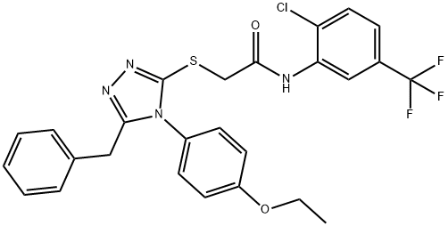 2-{[5-benzyl-4-(4-ethoxyphenyl)-4H-1,2,4-triazol-3-yl]sulfanyl}-N-[2-chloro-5-(trifluoromethyl)phenyl]acetamide 结构式