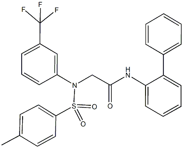 N-[1,1'-biphenyl]-2-yl-2-[[(4-methylphenyl)sulfonyl]-3-(trifluoromethyl)anilino]acetamide 结构式