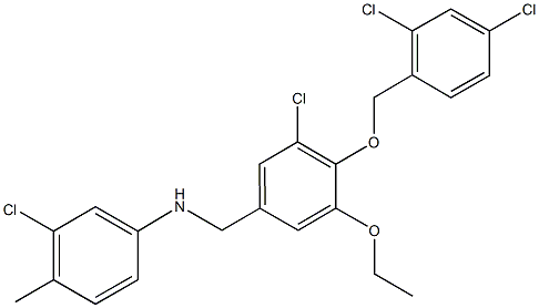 3-chloro-N-{3-chloro-4-[(2,4-dichlorobenzyl)oxy]-5-ethoxybenzyl}-4-methylaniline 结构式