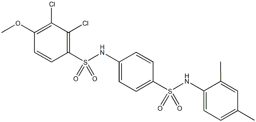 2,3-dichloro-N-{4-[(2,4-dimethylanilino)sulfonyl]phenyl}-4-methoxybenzenesulfonamide 结构式