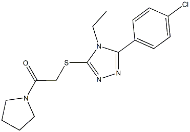 3-(4-chlorophenyl)-4-ethyl-5-{[2-oxo-2-(1-pyrrolidinyl)ethyl]sulfanyl}-4H-1,2,4-triazole 结构式