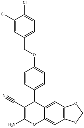 6-amino-8-{4-[(3,4-dichlorobenzyl)oxy]phenyl}-8H-[1,3]dioxolo[4,5-g]chromene-7-carbonitrile 结构式