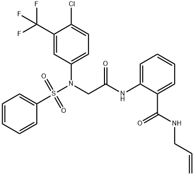 N-allyl-2-({[4-chloro(phenylsulfonyl)-3-(trifluoromethyl)anilino]acetyl}amino)benzamide 结构式