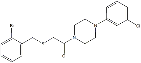 2-bromobenzyl 2-[4-(3-chlorophenyl)-1-piperazinyl]-2-oxoethyl sulfide 结构式