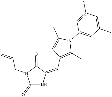3-allyl-5-{[1-(3,5-dimethylphenyl)-2,5-dimethyl-1H-pyrrol-3-yl]methylene}-2,4-imidazolidinedione 结构式