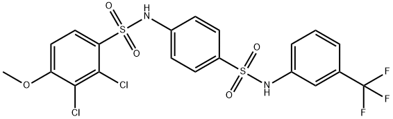 2,3-dichloro-4-methoxy-N-(4-{[3-(trifluoromethyl)anilino]sulfonyl}phenyl)benzenesulfonamide 结构式