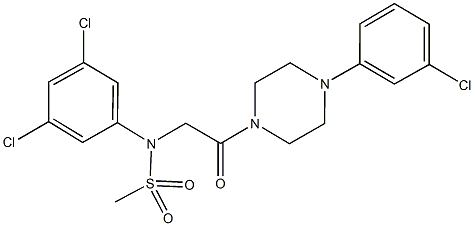 N-{2-[4-(3-chlorophenyl)-1-piperazinyl]-2-oxoethyl}-N-(3,5-dichlorophenyl)methanesulfonamide 结构式