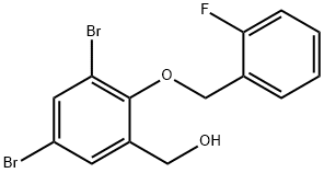 {3,5-dibromo-2-[(2-fluorobenzyl)oxy]phenyl}methanol 结构式