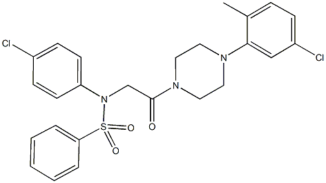 N-{2-[4-(5-chloro-2-methylphenyl)-1-piperazinyl]-2-oxoethyl}-N-(4-chlorophenyl)benzenesulfonamide 结构式