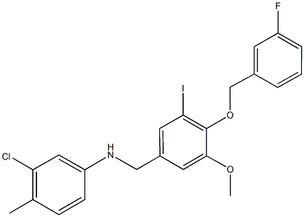 N-(3-chloro-4-methylphenyl)-N-{4-[(3-fluorobenzyl)oxy]-3-iodo-5-methoxybenzyl}amine 结构式