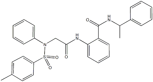 2-[({[(4-methylphenyl)sulfonyl]anilino}acetyl)amino]-N-(1-phenylethyl)benzamide 结构式