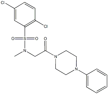 2,5-dichloro-N-methyl-N-[2-oxo-2-(4-phenyl-1-piperazinyl)ethyl]benzenesulfonamide 结构式