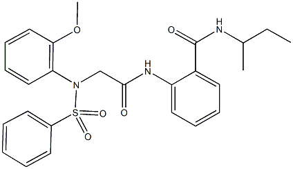 N-(sec-butyl)-2-({[2-methoxy(phenylsulfonyl)anilino]acetyl}amino)benzamide 结构式