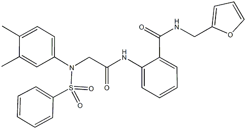 2-({[3,4-dimethyl(phenylsulfonyl)anilino]acetyl}amino)-N-(2-furylmethyl)benzamide 结构式