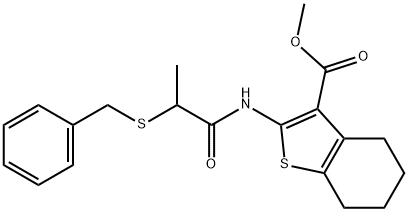 methyl 2-{[2-(benzylsulfanyl)propanoyl]amino}-4,5,6,7-tetrahydro-1-benzothiophene-3-carboxylate 结构式