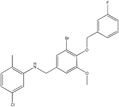 N-{3-bromo-4-[(3-fluorobenzyl)oxy]-5-methoxybenzyl}-N-(5-chloro-2-methylphenyl)amine 结构式