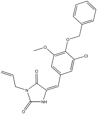 3-allyl-5-[4-(benzyloxy)-3-chloro-5-methoxybenzylidene]-2,4-imidazolidinedione 结构式