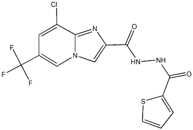 8-chloro-N'-(2-thienylcarbonyl)-6-(trifluoromethyl)imidazo[1,2-a]pyridine-2-carbohydrazide 结构式