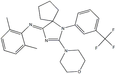 N-(2,6-dimethylphenyl)-N-{2-(4-morpholinyl)-1-[3-(trifluoromethyl)phenyl]-1,3-diazaspiro[4.4]non-2-en-4-ylidene}amine 结构式