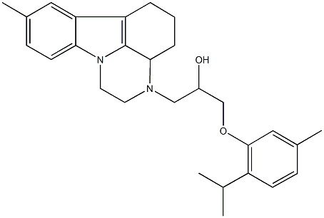 1-(2-isopropyl-5-methylphenoxy)-3-(8-methyl-1,2,3a,4,5,6-hexahydro-3H-pyrazino[3,2,1-jk]carbazol-3-yl)-2-propanol 结构式