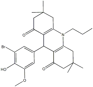 9-(3-bromo-4-hydroxy-5-methoxyphenyl)-3,3,6,6-tetramethyl-10-propyl-3,4,6,7,9,10-hexahydro-1,8(2H,5H)-acridinedione 结构式