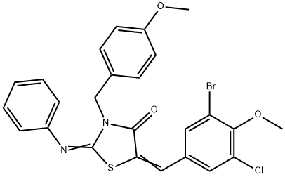 5-(3-bromo-5-chloro-4-methoxybenzylidene)-3-(4-methoxybenzyl)-2-(phenylimino)-1,3-thiazolidin-4-one 结构式