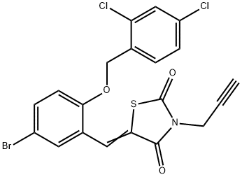 5-{5-bromo-2-[(2,4-dichlorobenzyl)oxy]benzylidene}-3-(2-propynyl)-1,3-thiazolidine-2,4-dione 结构式
