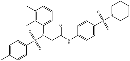 2-{2,3-dimethyl[(4-methylphenyl)sulfonyl]anilino}-N-[4-(piperidin-1-ylsulfonyl)phenyl]acetamide 结构式
