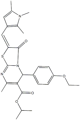 isopropyl 5-(4-ethoxyphenyl)-7-methyl-3-oxo-2-[(1,2,5-trimethyl-1H-pyrrol-3-yl)methylene]-2,3-dihydro-5H-[1,3]thiazolo[3,2-a]pyrimidine-6-carboxylate 结构式