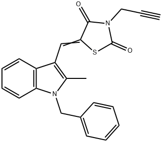 5-[(1-benzyl-2-methyl-1H-indol-3-yl)methylene]-3-prop-2-ynyl-1,3-thiazolidine-2,4-dione 结构式