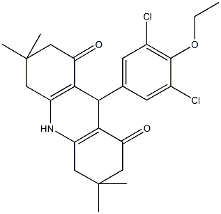 9-(3,5-dichloro-4-ethoxyphenyl)-3,3,6,6-tetramethyl-3,4,6,7,9,10-hexahydroacridine-1,8(2H,5H)-dione 结构式