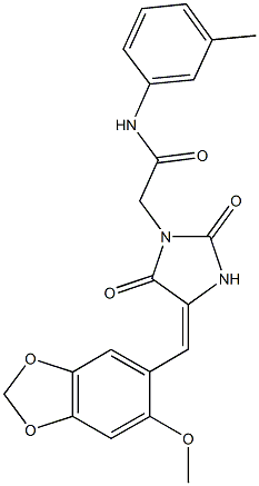 2-{4-[(6-methoxy-1,3-benzodioxol-5-yl)methylene]-2,5-dioxo-1-imidazolidinyl}-N-(3-methylphenyl)acetamide 结构式