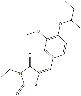 5-(4-sec-butoxy-3-methoxybenzylidene)-3-ethyl-1,3-thiazolidine-2,4-dione 结构式