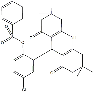 4-chloro-2-(3,3,6,6-tetramethyl-1,8-dioxo-1,2,3,4,5,6,7,8,9,10-decahydro-9-acridinyl)phenyl benzenesulfonate 结构式