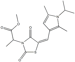 methyl 2-{5-[(1-isopropyl-2,5-dimethyl-1H-pyrrol-3-yl)methylene]-2,4-dioxo-1,3-thiazolidin-3-yl}propanoate 结构式