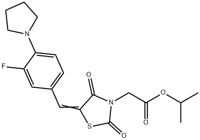 isopropyl {5-[3-fluoro-4-(1-pyrrolidinyl)benzylidene]-2,4-dioxo-1,3-thiazolidin-3-yl}acetate 结构式