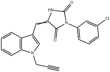 3-(3-chlorophenyl)-5-{[1-(2-propynyl)-1H-indol-3-yl]methylene}-2,4-imidazolidinedione 结构式