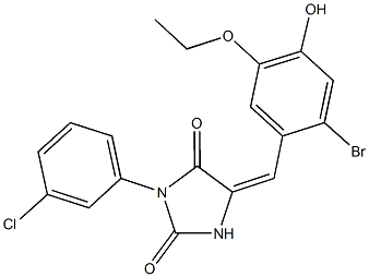 5-(2-bromo-5-ethoxy-4-hydroxybenzylidene)-3-(3-chlorophenyl)-2,4-imidazolidinedione 结构式