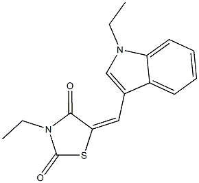 3-ethyl-5-[(1-ethyl-1H-indol-3-yl)methylene]-1,3-thiazolidine-2,4-dione 结构式