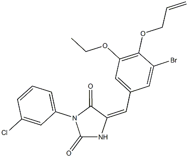 5-[4-(allyloxy)-3-bromo-5-ethoxybenzylidene]-3-(3-chlorophenyl)-2,4-imidazolidinedione 结构式