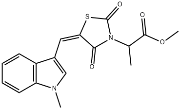 methyl 2-{5-[(1-methyl-1H-indol-3-yl)methylene]-2,4-dioxo-1,3-thiazolidin-3-yl}propanoate 结构式